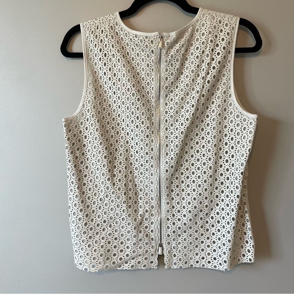 NWT Theory Mowita Lasercut Lamb Leather White Ivory Sleeveless Top sz M - Picture 9 of 11